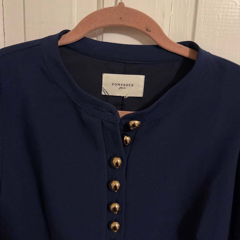 Pomander Place Navy Blue Crepe Samantha Dress Large Tuckernuck - Picture 4 of 8